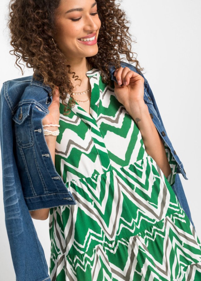 Gemustertes Kleid mit Volants