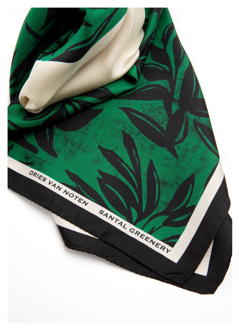 Dries Van Noten Santal Greenery Foulard - silk scarf 75 x 75 cm