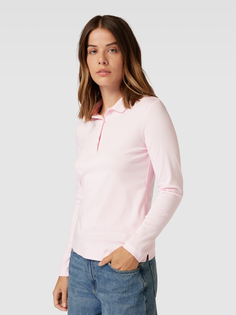 Longsleeve mit Polokragen in hellrosa