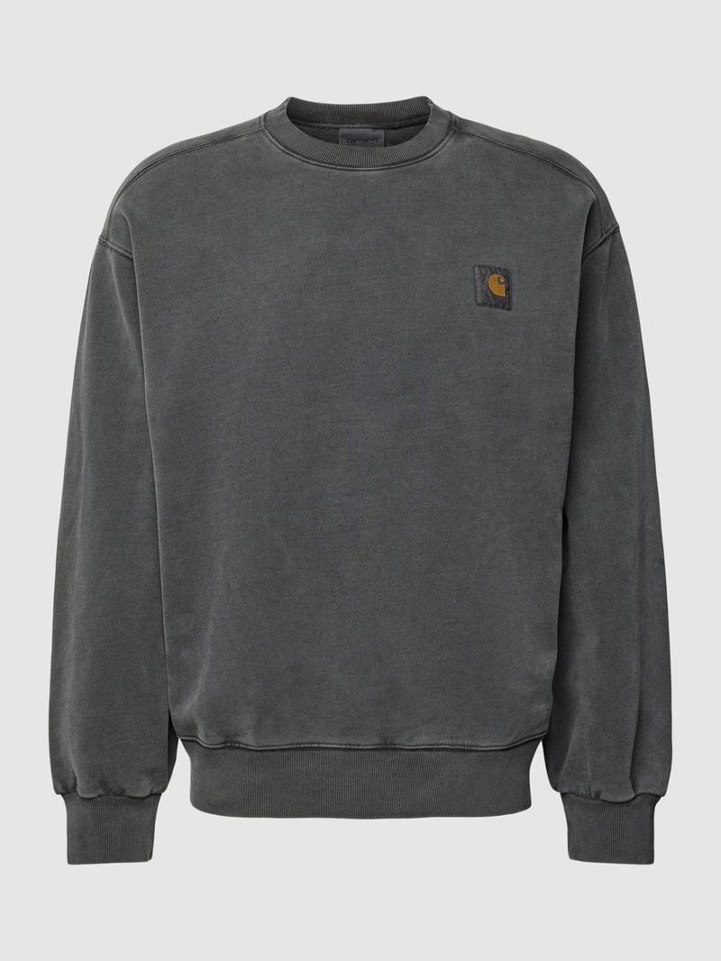 Sweatshirt mit Label-Patch Modell 'VISTA' in anthrazit meliert