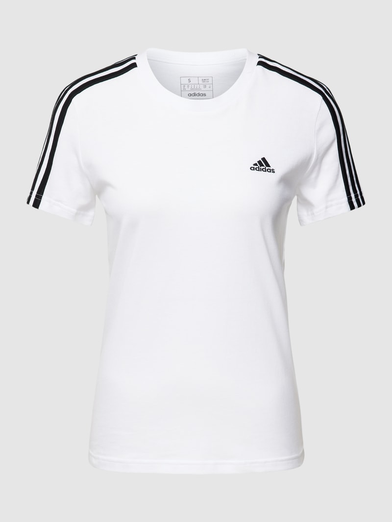T-Shirt mit Label-Stitching in weiss