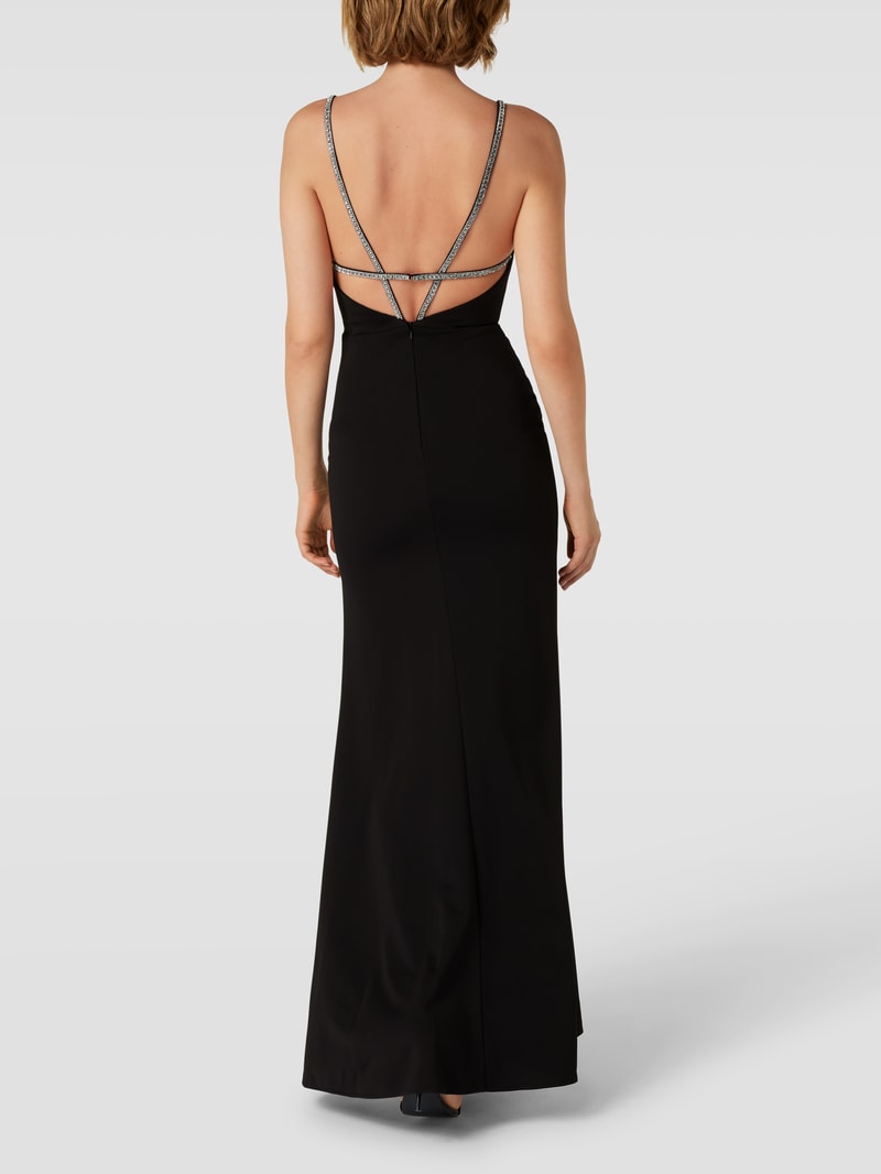 Abendkleid mit Zierbesatz in schwarz