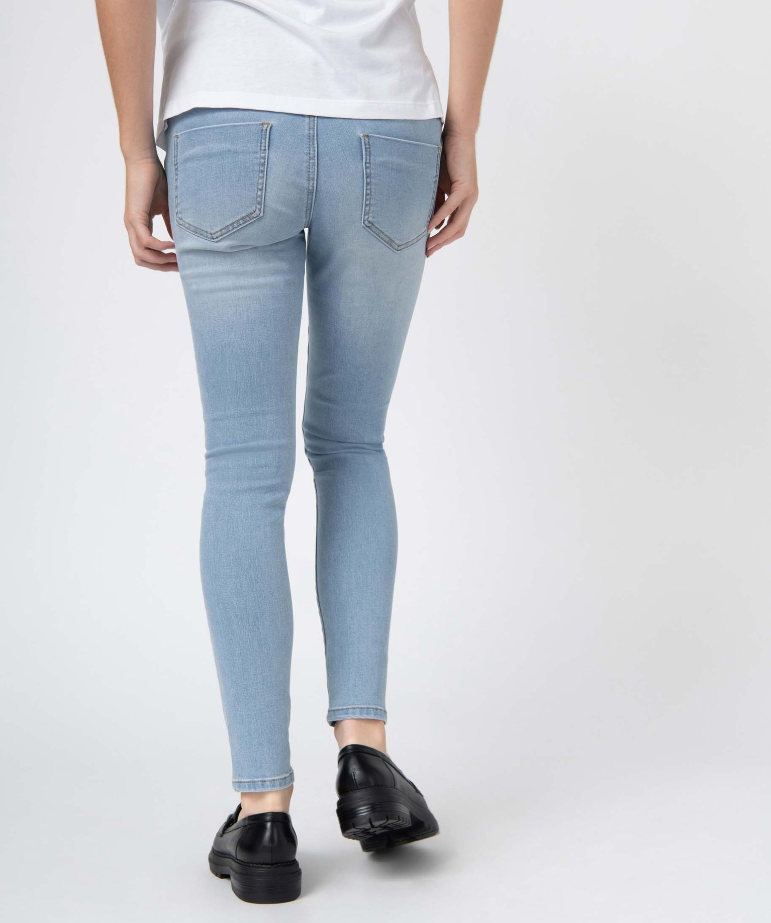 Jean de grossesse coupe Skinny avec bandeau haut bleach | GEMO