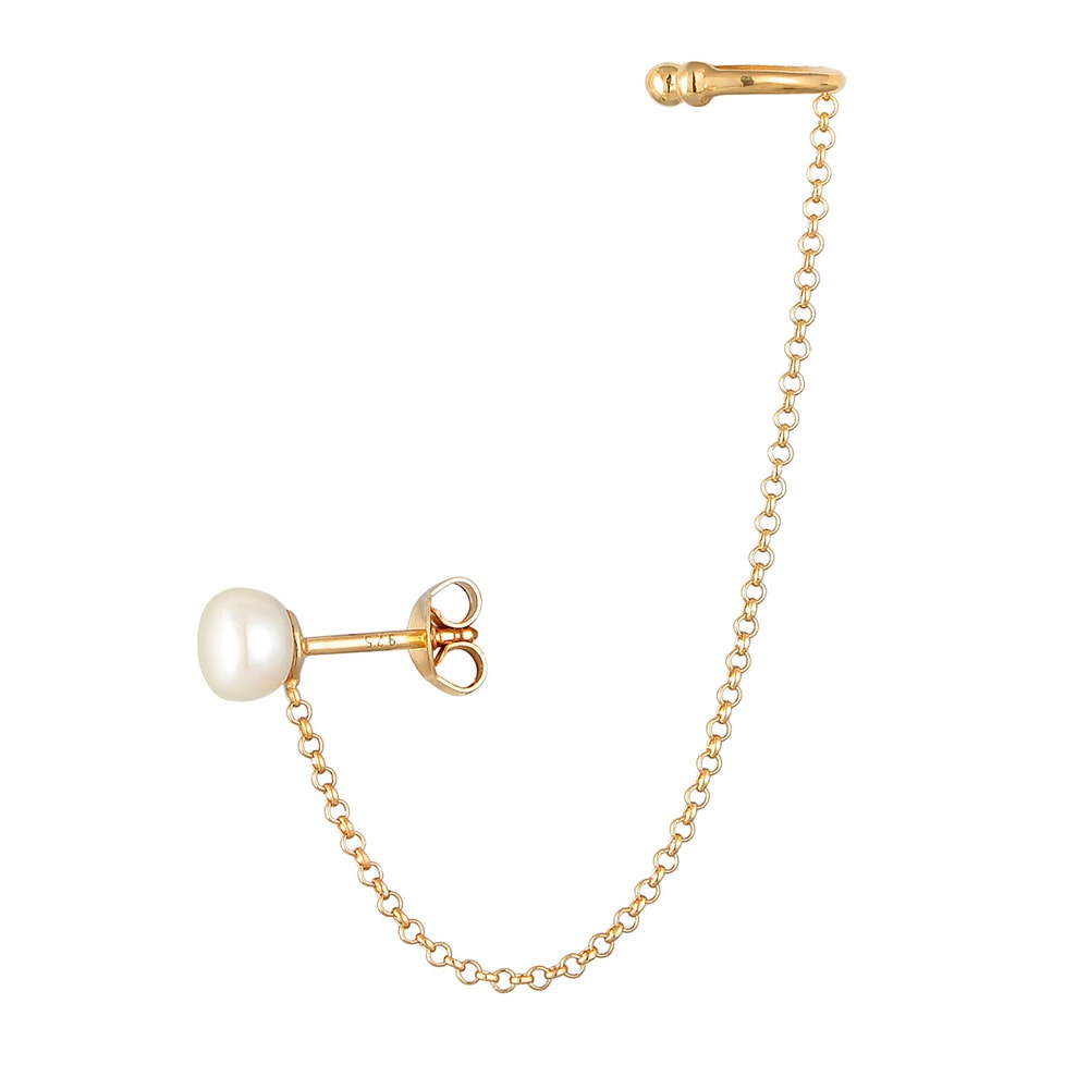 Elli Elli Boucles d'Oreilles Femmes Earcuff Collier de serrage avec perle d'eau douce  Boucles d'oreilles