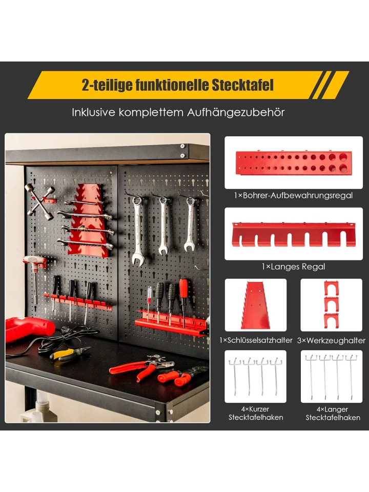 COSTWAY Werkbank 80,5 x 41 x 155 cm in Schwarz günstig kaufen onesize