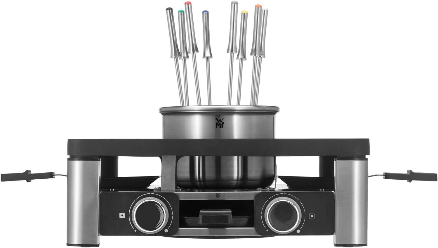 WMF Raclette und Fondue-Set 3in1 Gourmet Station für 8 Personen, Raclette Fondue Kombi, 8 Raclettepfännchen, 1800,00 W, Silvester, Weihnachten, Raklett, 4 Personen, 2 Personen, 6 Personen