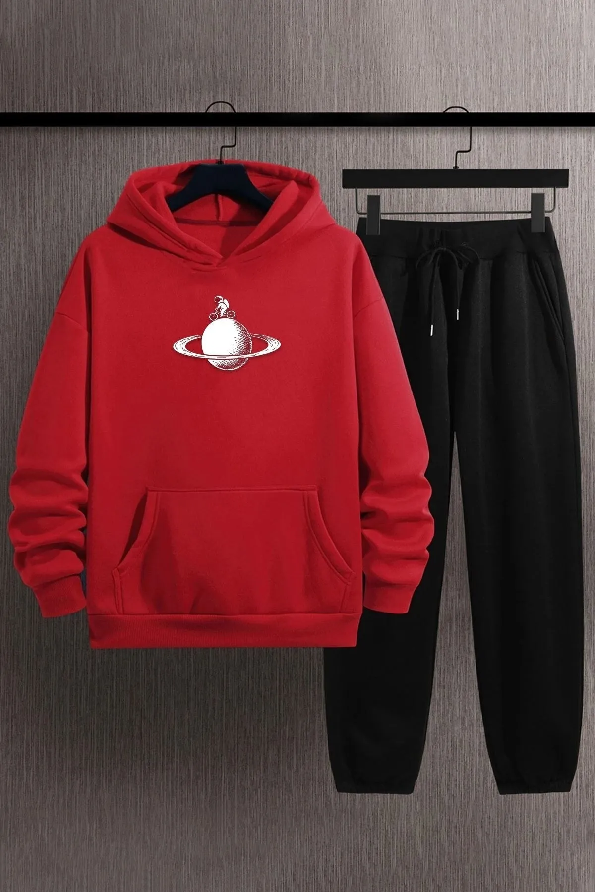 uyguntarz  Bedrucktes Unisex-Trainingsanzugset „Astronaut Rides“.