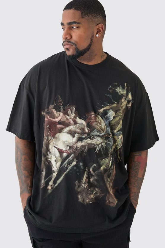 Plus Oversize T-Shirt mit Renaissance-Print
