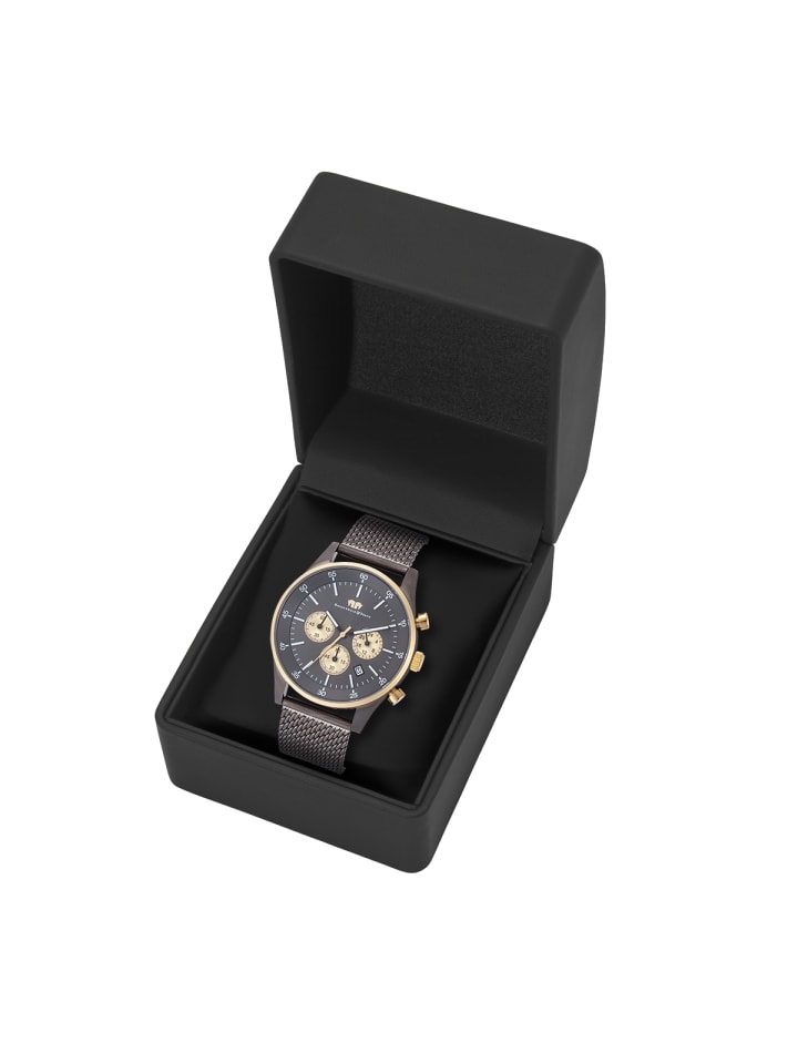 Rhodenwald & Söhne Herren Chronograph gelbgold Edelstahl anthrazit in anthrazit günstig kaufen 23 cm