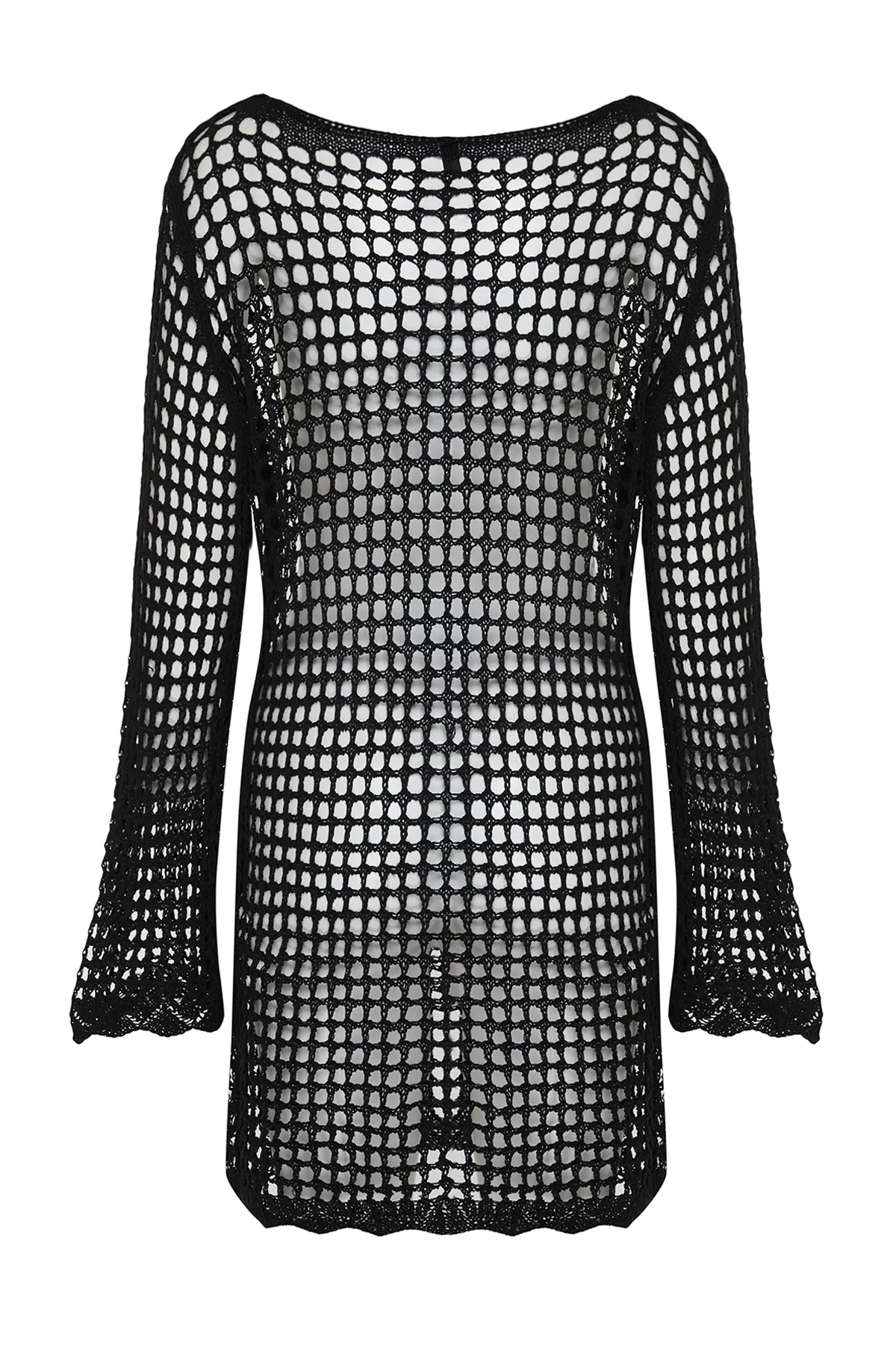 Trendyol Collection  Schwarzes Mini-Strandkleid im Strick-Strick-Look TBESS24EL00065