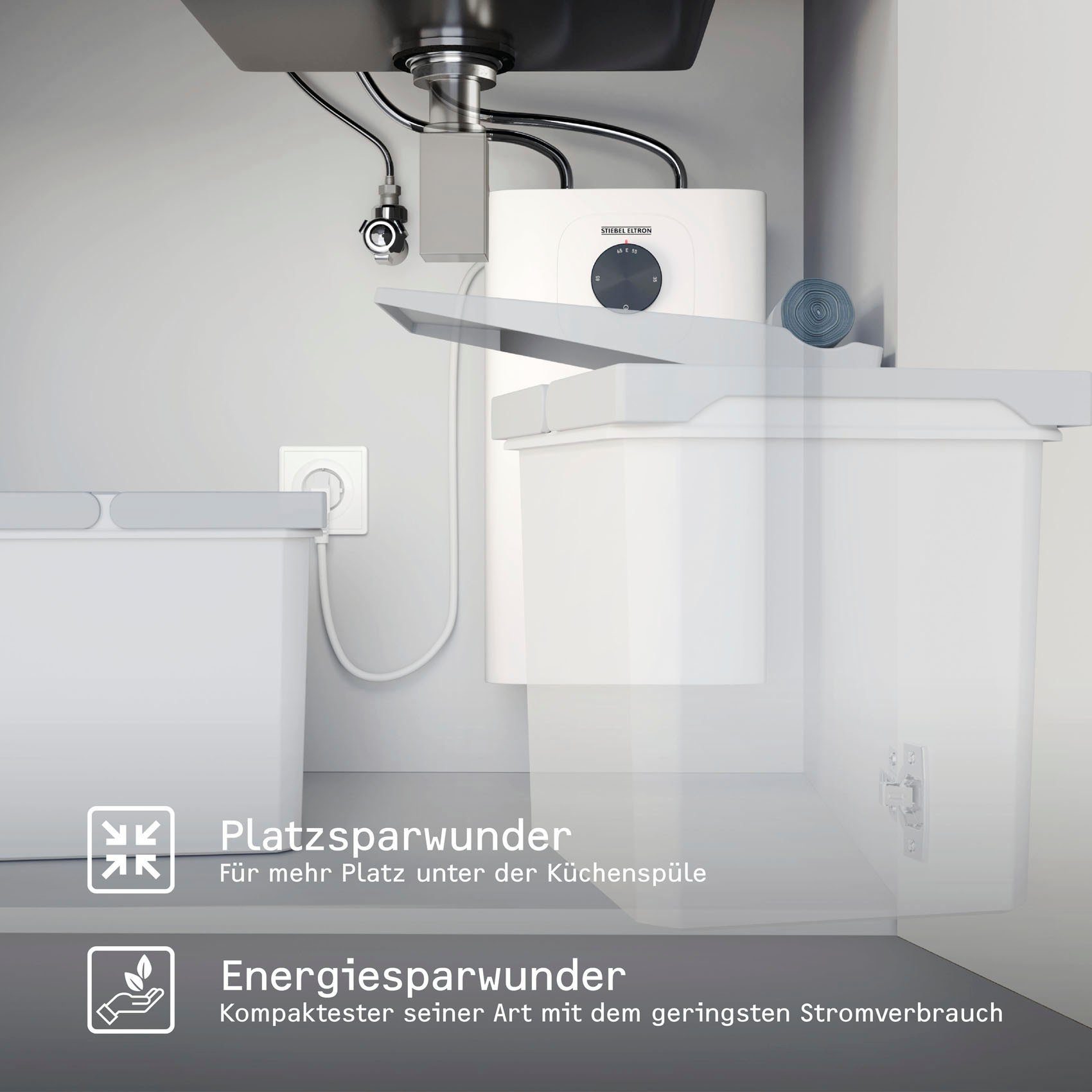 STIEBEL ELTRON Kleinspeicher SNU 5 Plus, Untertischboiler 5 l, Niederdruck, Antitropf- und Thermostop-Funktion