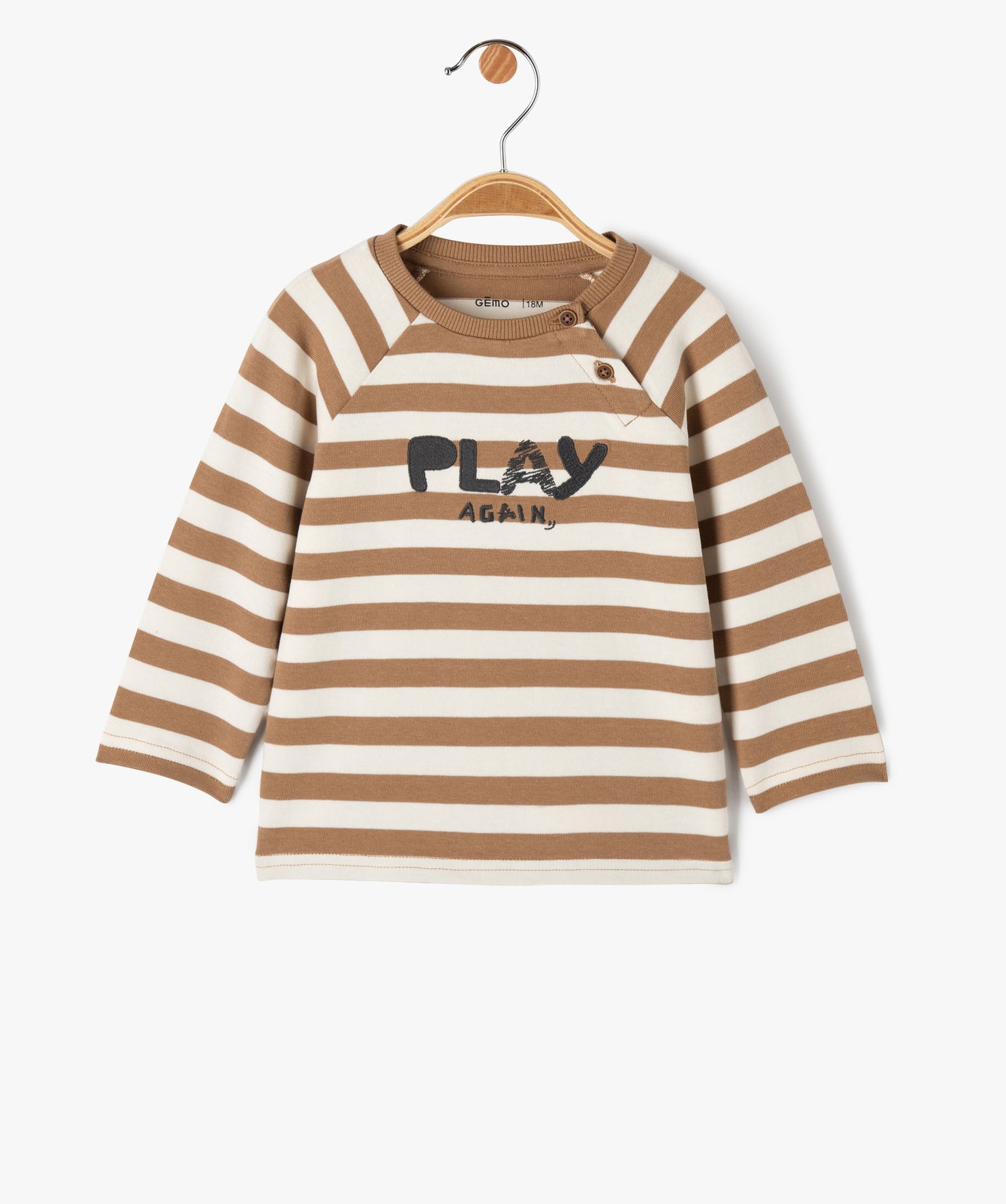 Tee-shirt manches longues rayé en coton épais bébé Garçon
