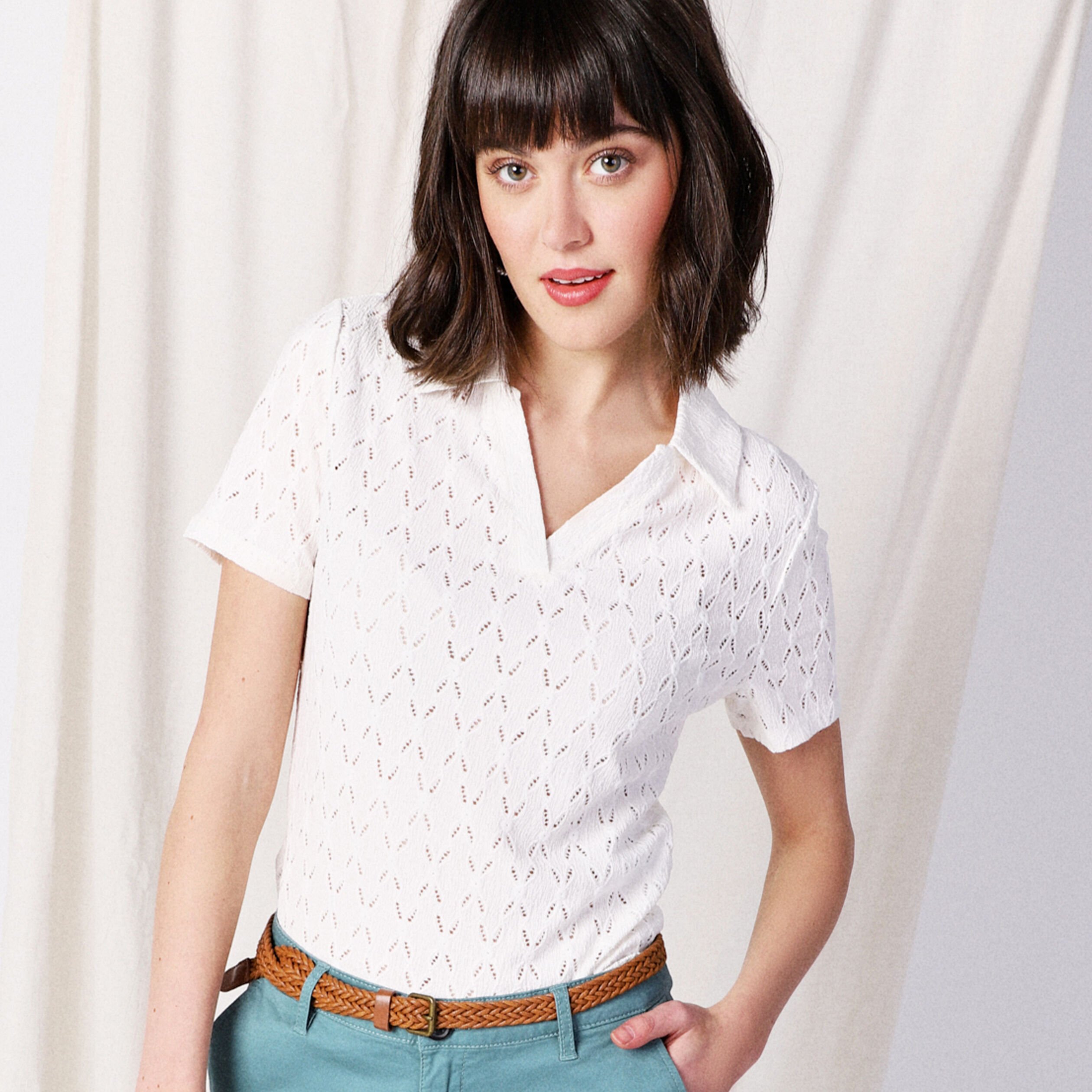 Polo manches courtes ecru femme | Cache Cache