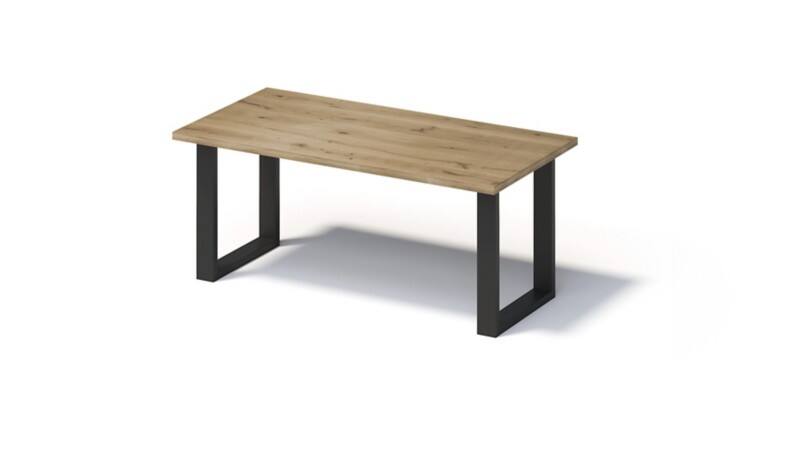 Bisley Fortis Table Regular, 1800 x 900 mm, gerade Kante, geölte Oberfläche, O-Gestell, Oberfläche: P natürlich / Gestellfarbe: 333 schwarz