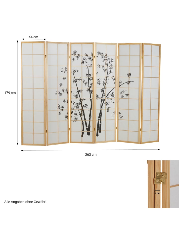 Homestyle4u 6-tlg Paravent in Braun 264x179 günstig kaufen onesize