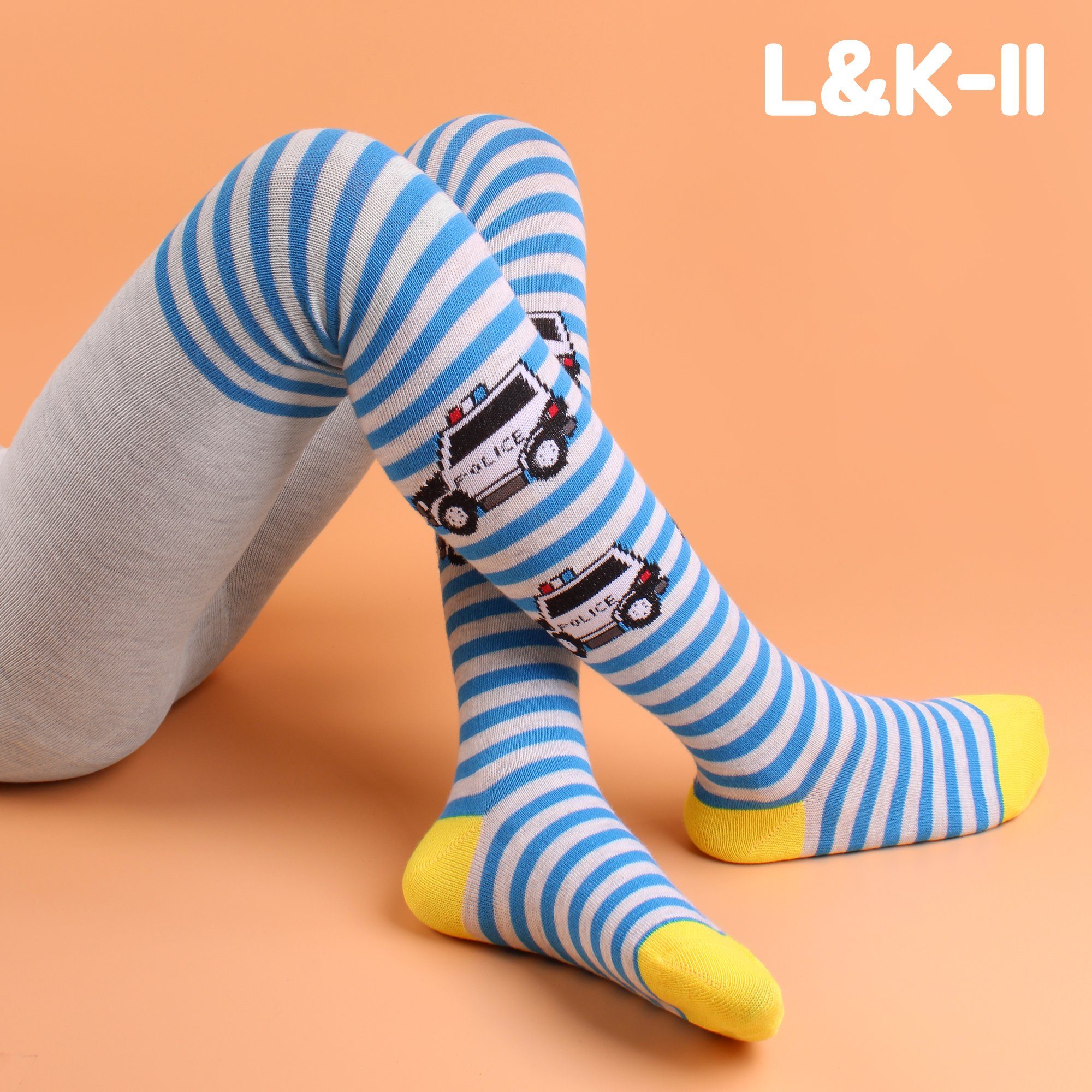 L&K-II Strumpfhose 2725 (3er-Pack) mit verschiedenen Wagen-Motiven Polizeiwagen