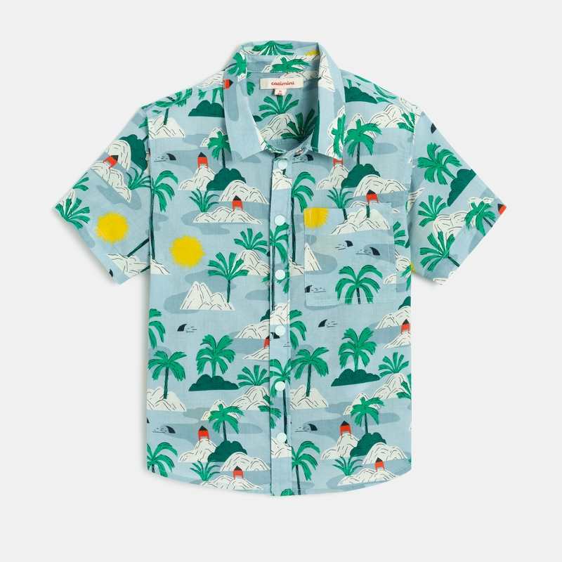 Chemise garçon bleuee tropicale Catimini