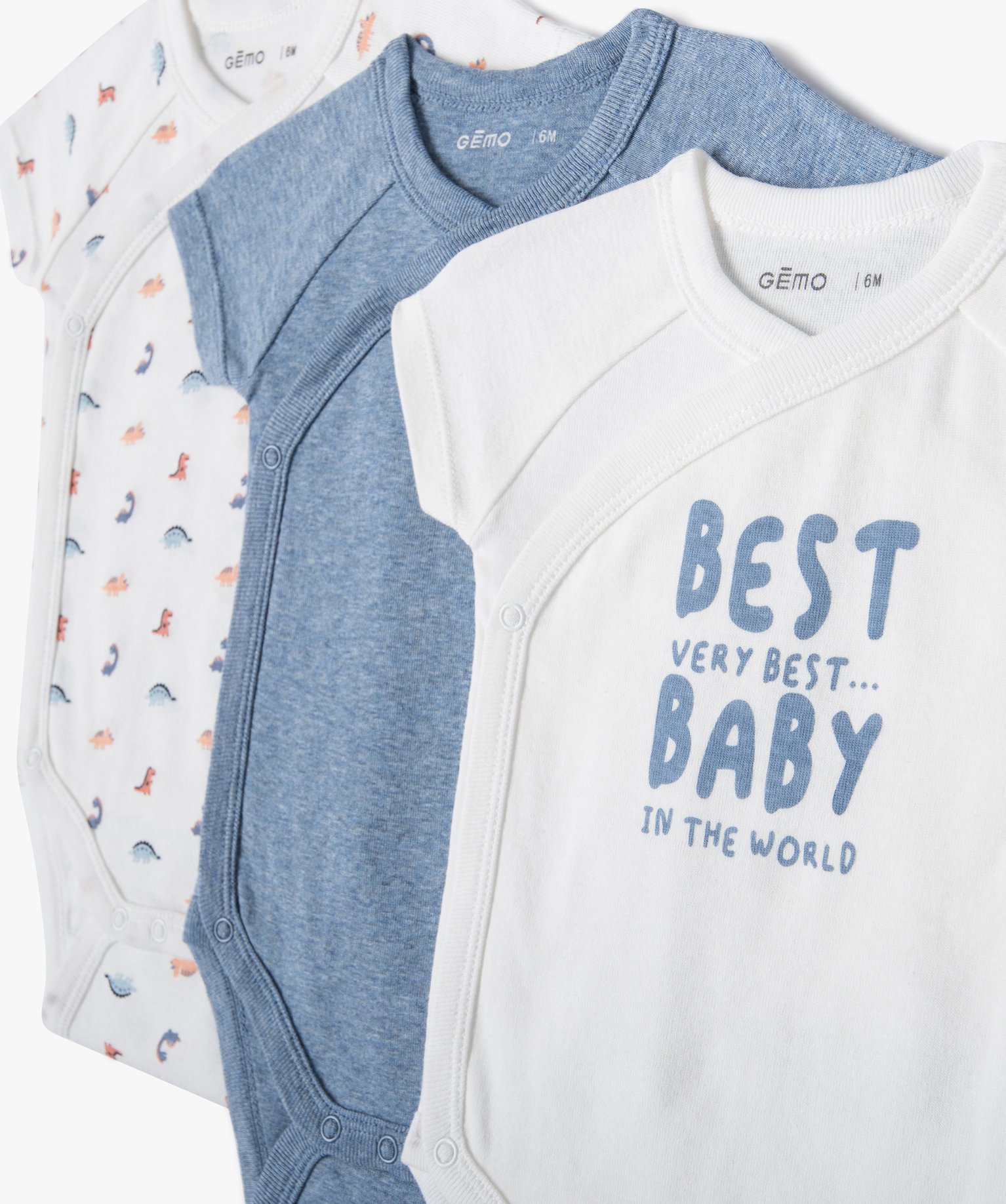 Body bébé à manches courtes et ouverture croisé motif di... blanc | GEMO