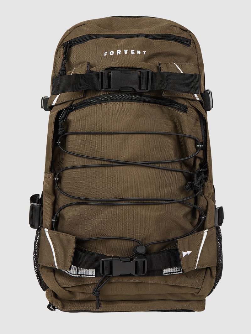 Rucksack mit Label-Details Modell 'LOUIS' in olivgrün