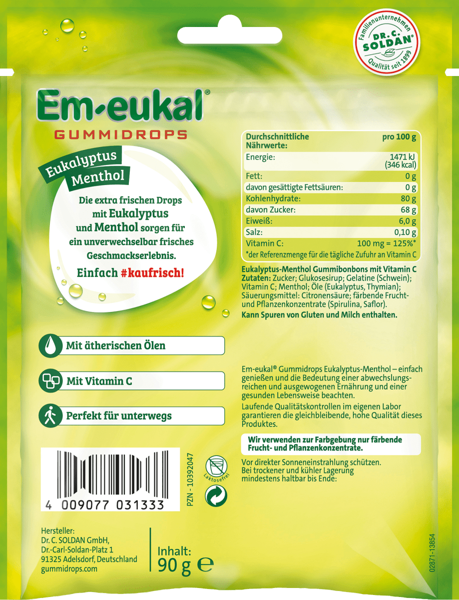 Gummidrops Eukalyptus-Menthol, 90 g