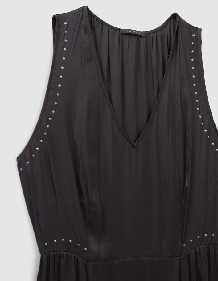 Robe longue noire fluide fendue Femme