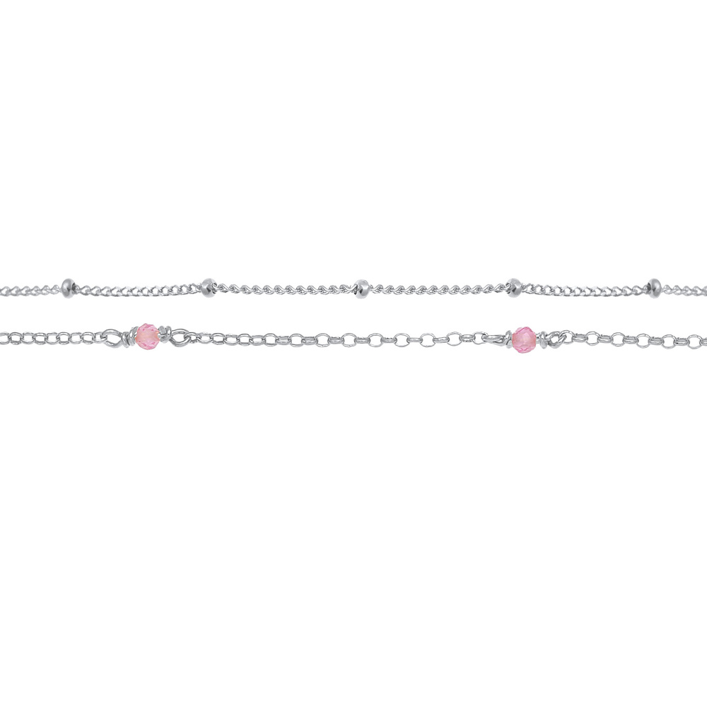 Elli Elli Collier Tendance filigrane pour dames avec des perles de quartz rose en arge collier