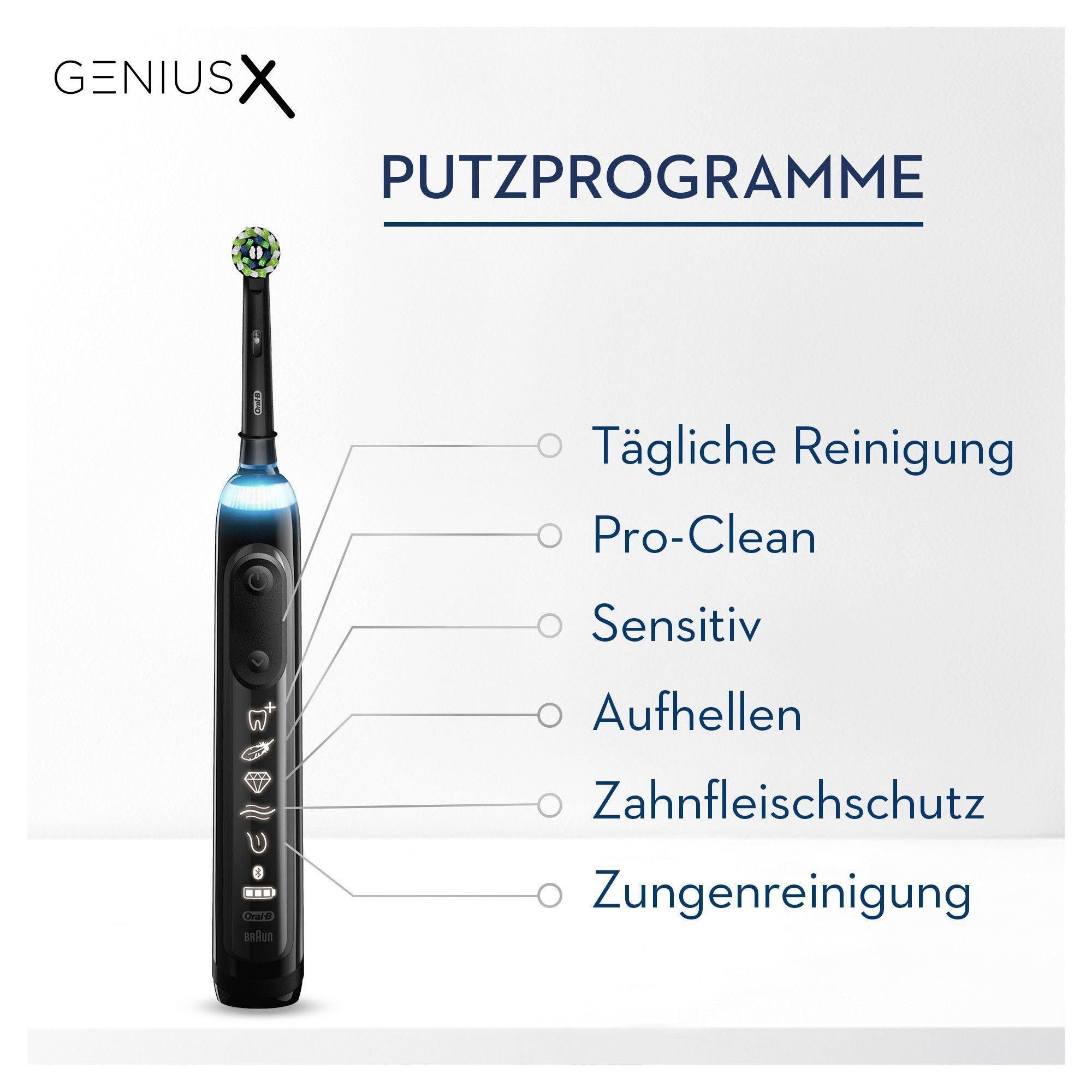 Oral-B Elektrische Zahnbürste Genius X, mit KI & Putztechnikerkennung, visuelle Andruckkontrolle, 6 Putzmodi