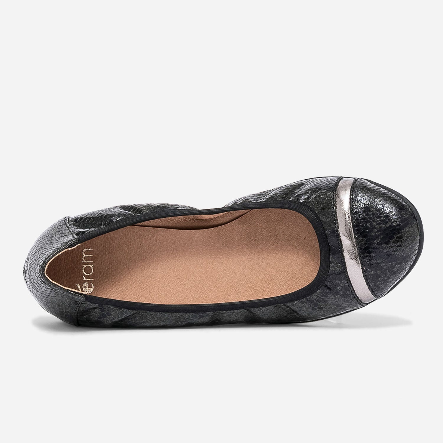 Ballerine noire effet python élastiquée