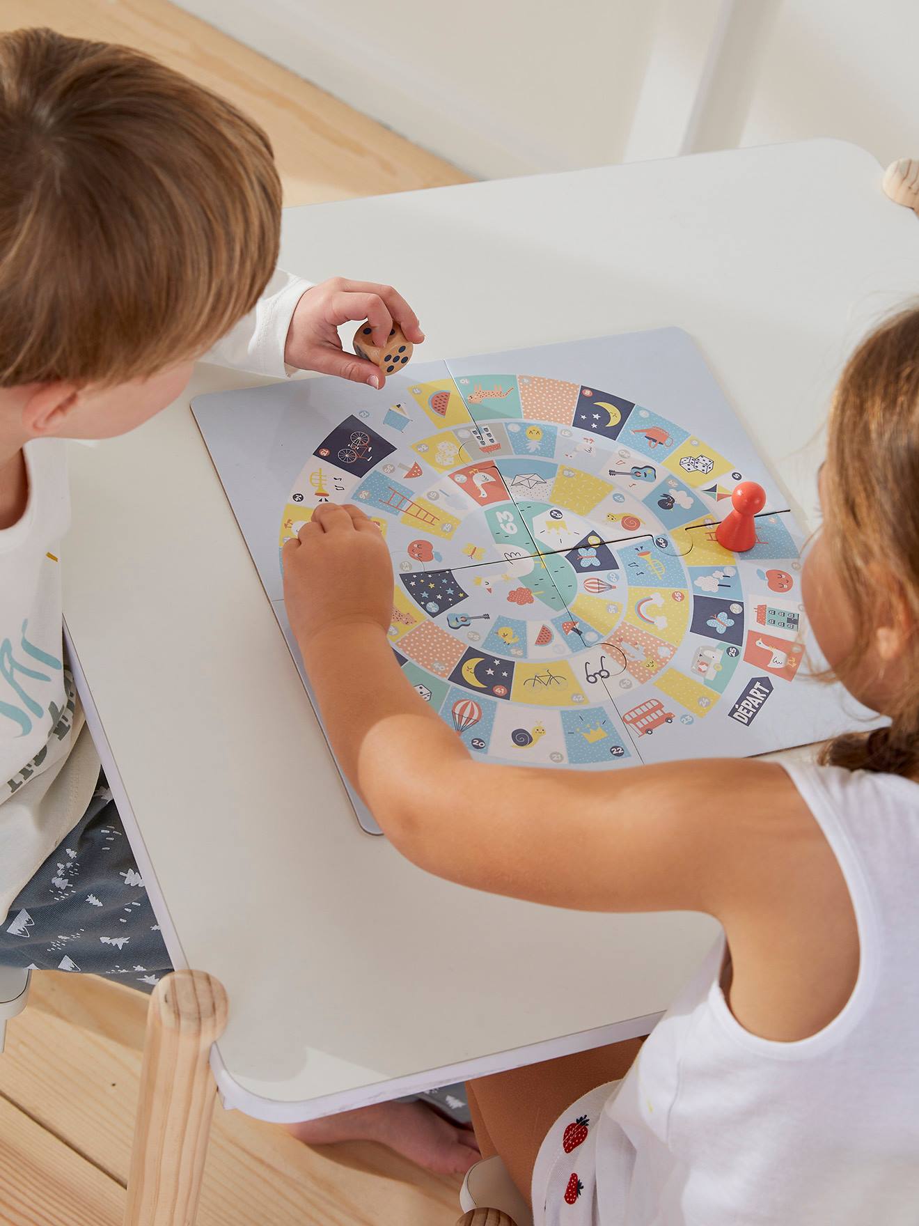 Vertbaudet Gänsespiel & Pferderennen für Kinder, Holz FSC - mehrfarbig