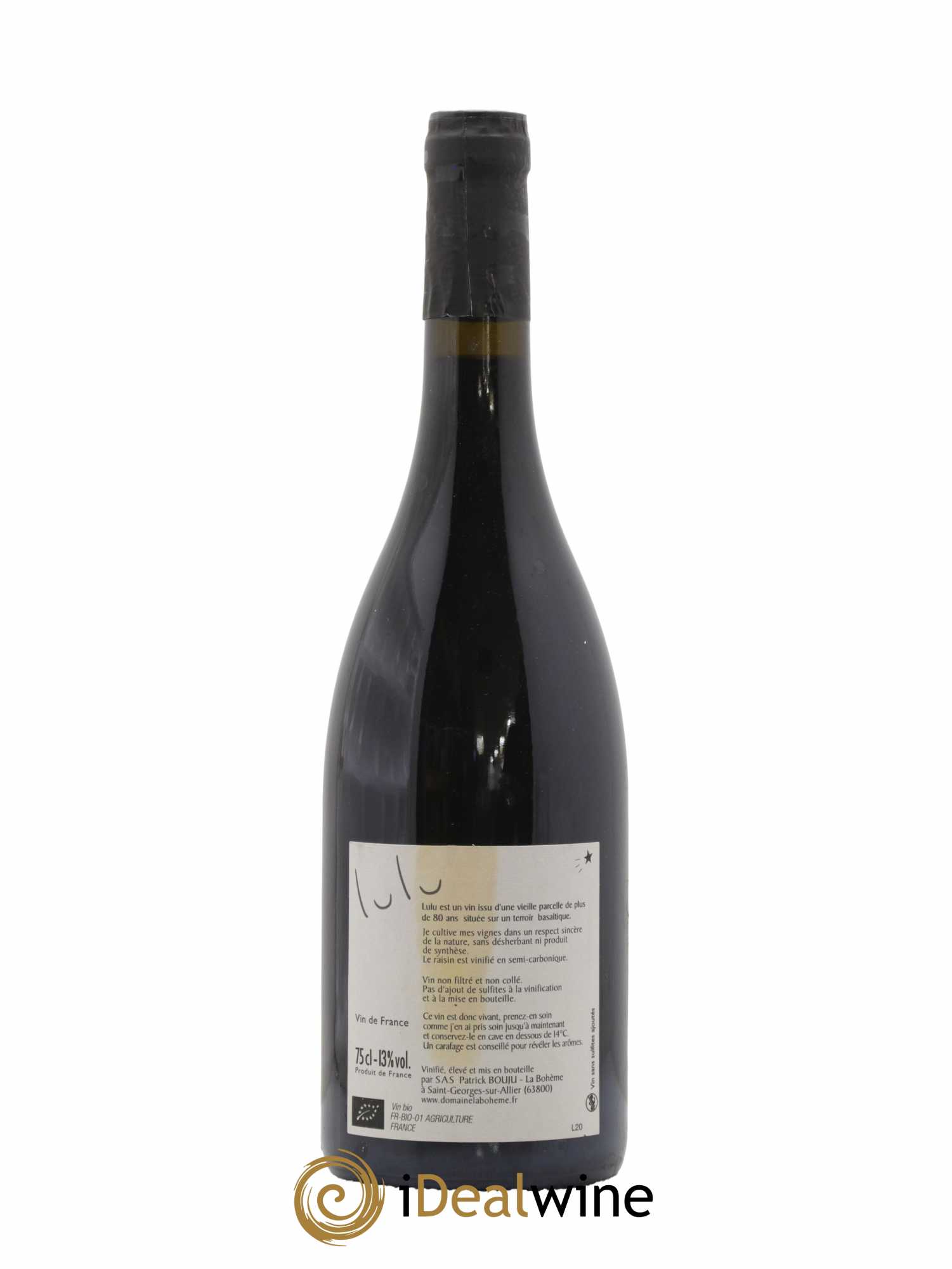 Vin de France Lulu Patrick Bouju - La Bohème  2020 - Lot de 1 Bouteille