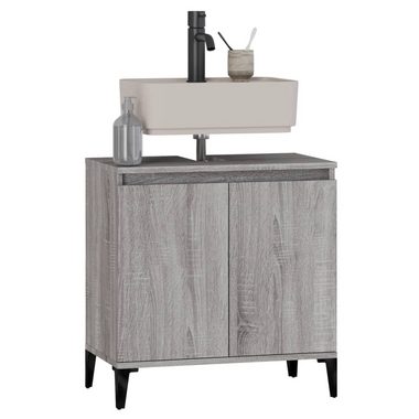 vidaXL Badezimmerspiegelschrank Waschbeckenunterschrank Grau Sonoma 58x33x60 cm Holzwerkstoff (1-St)