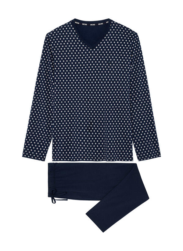 HOM, Pyjama, Baumwoll-Jersey, navy gemustert