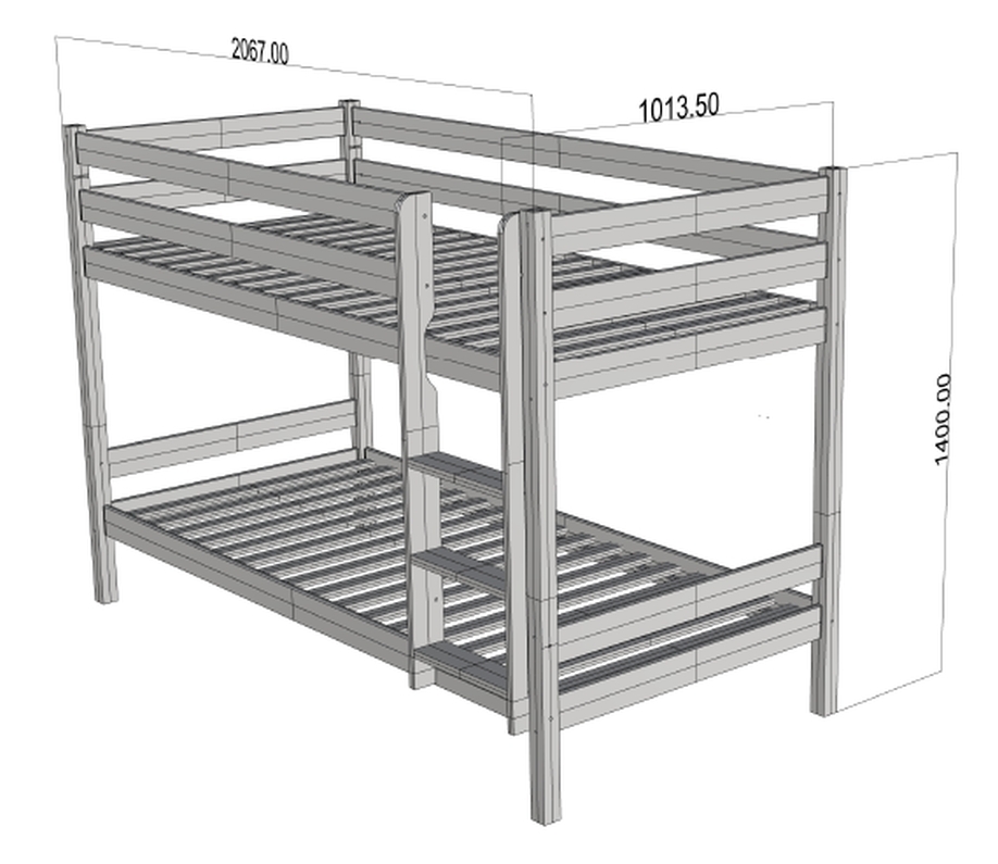 Relita Etagenbett Lupo mit 2 Liegeflächen 90 x 200 cm und Bettschublade, inkl. 2 Rolllattenroste, Buche massiv weiß lackiert