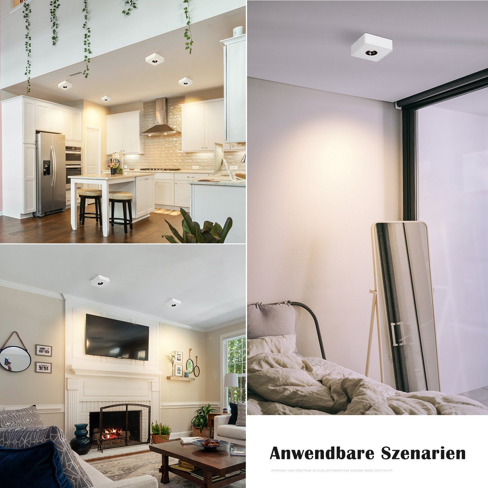ZMH LED Deckenstrahler Deckenspots LED Aufbauspots - 7W Spots Deckenleuchte Warmweiß, LED fest integriert, 3000k, Deckenstrahler Warmweiß Flach Spotleuchte für Küche, Weiß