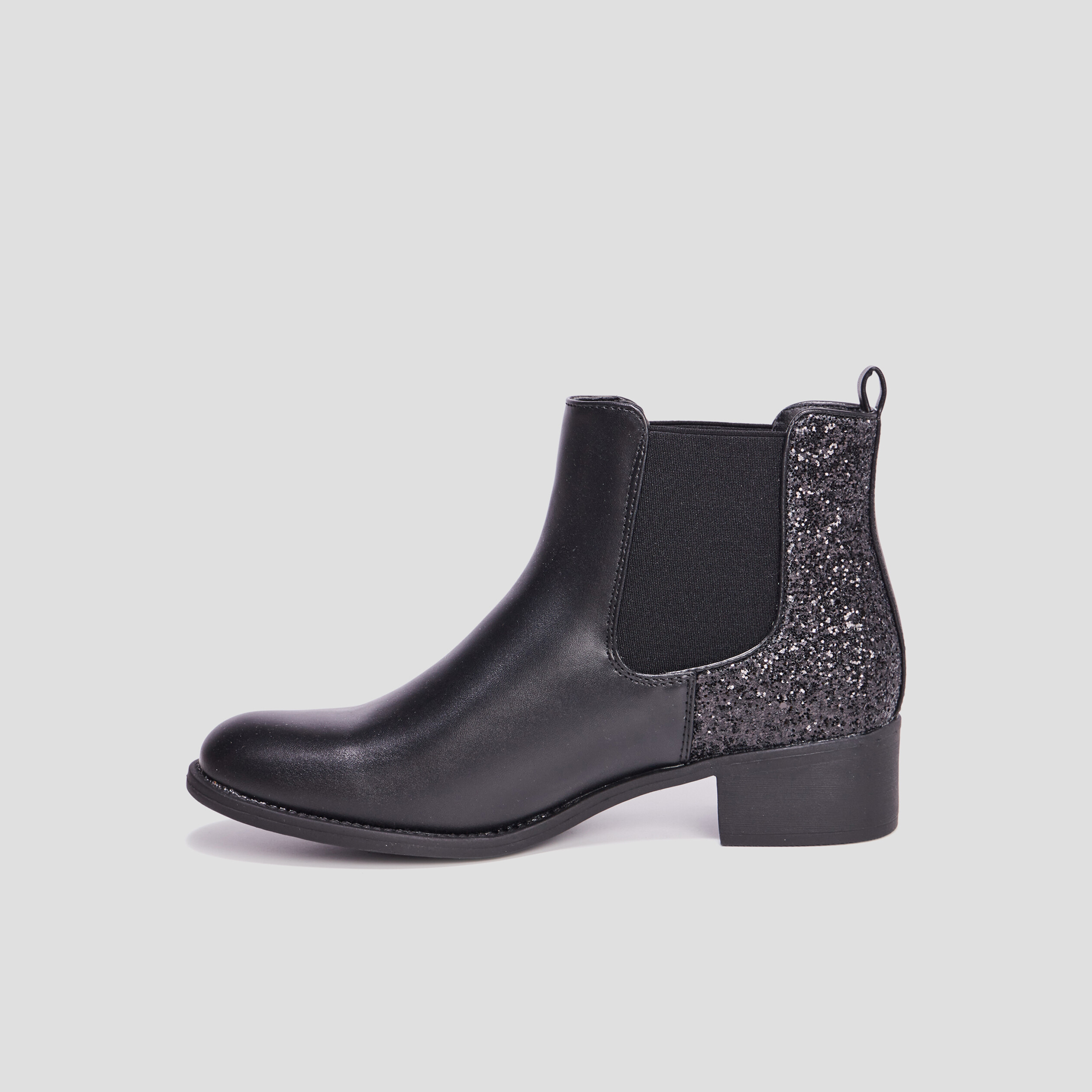 Bottines chelsea à paillettes noir femme | La Halle