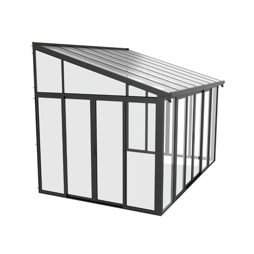 HOME DELUXE Wintergarten AMARIS, BxT: 428x300 cm, Bedachung Hohlkammerstegplatten, (Komplettset abschließbar & kratzfeste Pulverbeschichtung), Wintergarten aus Aluminium, Alu Terrassendach, Terrassenüberdachung