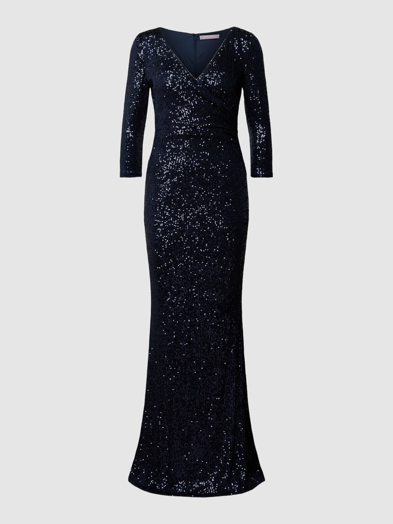 Abendkleid mit V-Ausschnitt in dunkelblau