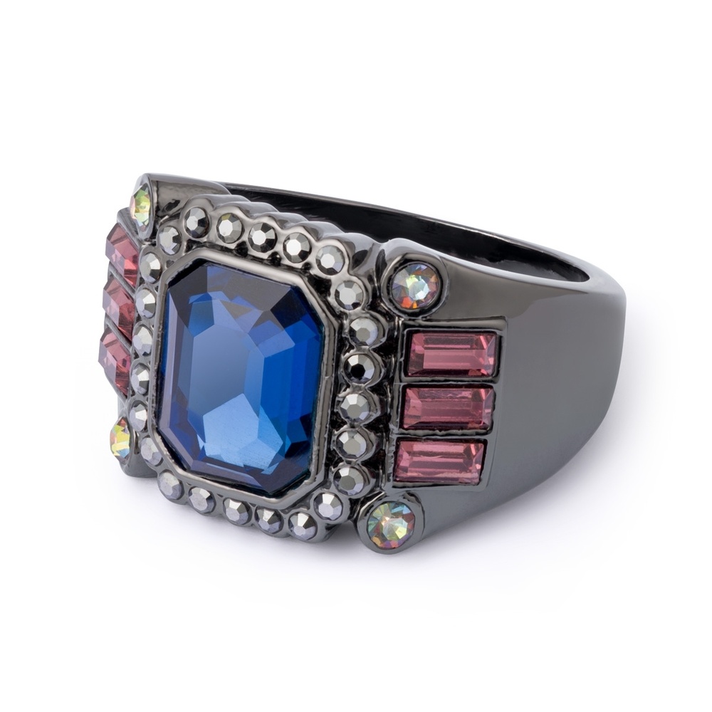 Pippa&Jean Bague tendance Laiton Hématite en Noir Bague