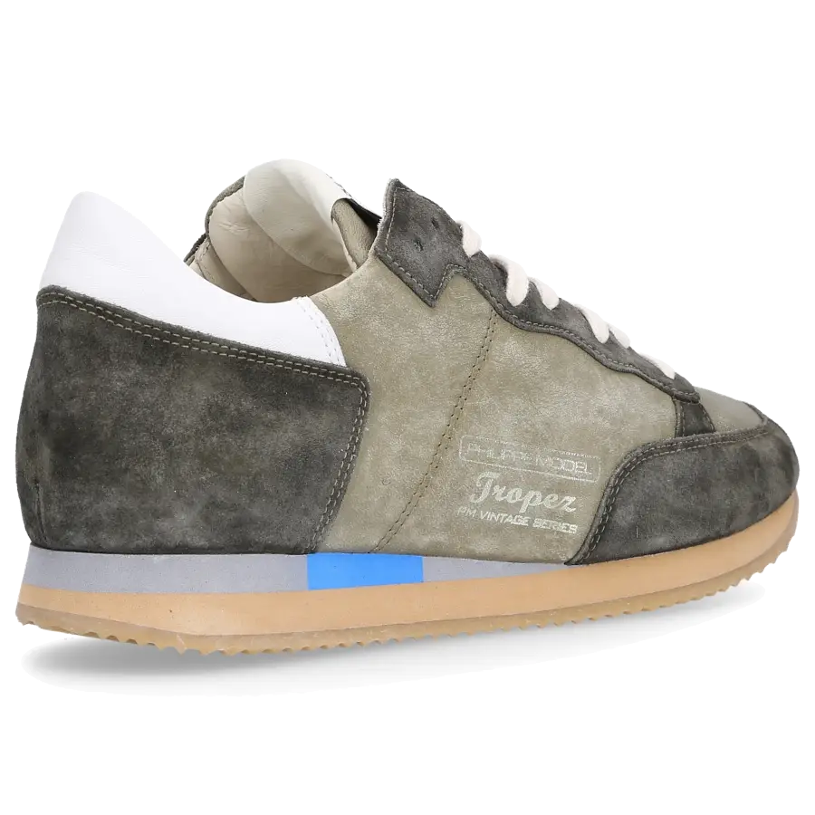 Philippe Model - Sneaker low TROPEZ VINTAGE Kalbsleder Veloursleder Logo olive - oliv