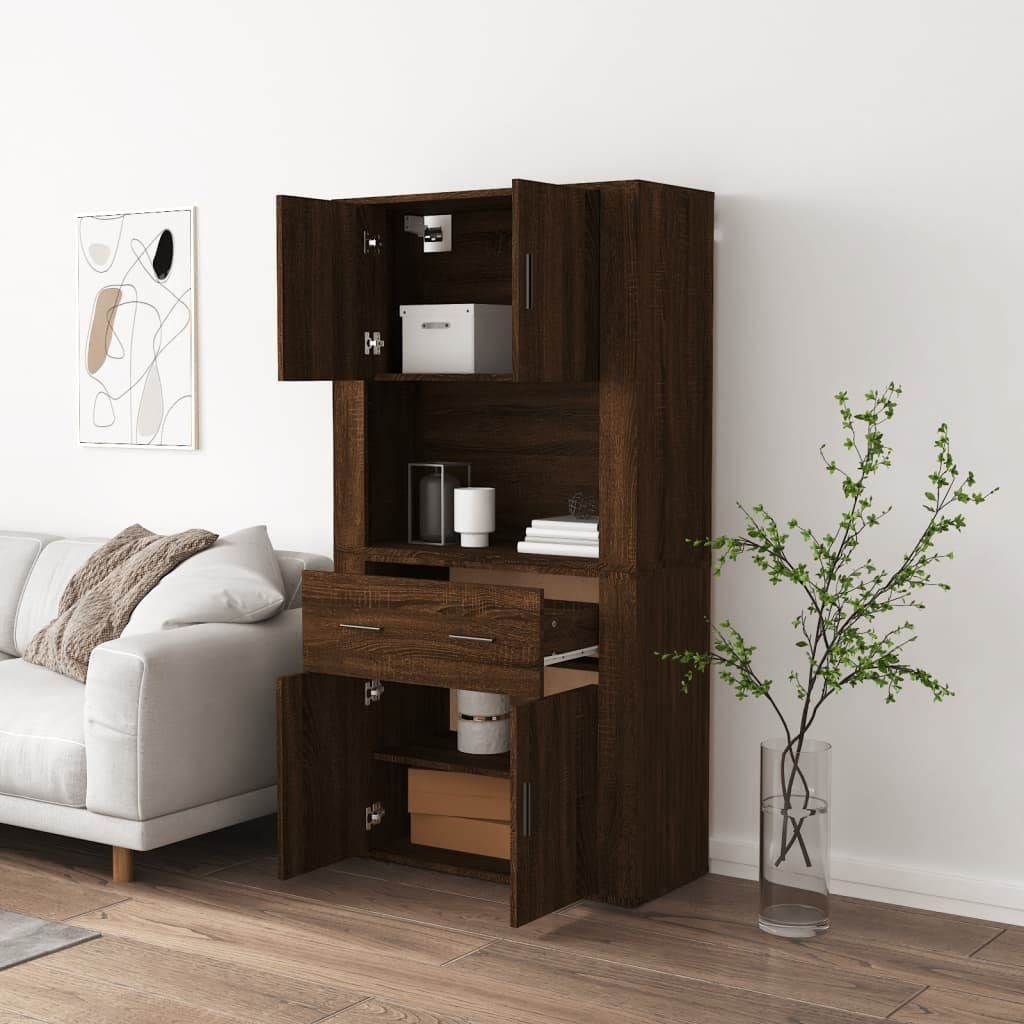 vidaXL Sideboard Highboard Braun Eichen-Optik Holzwerkstoff (2 St)