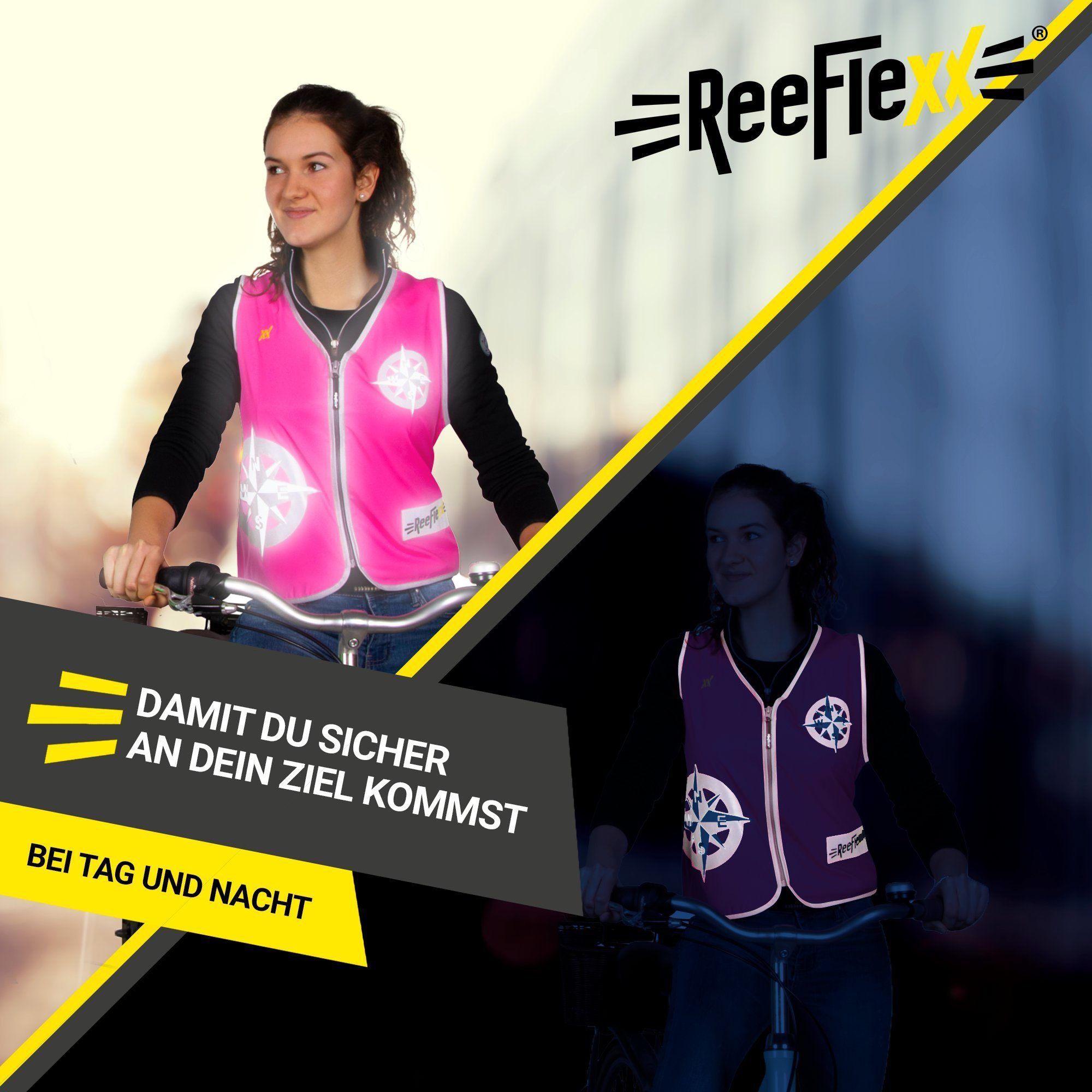 ReeFlexx Warnweste Solid Pink Compass - Damenwarnweste