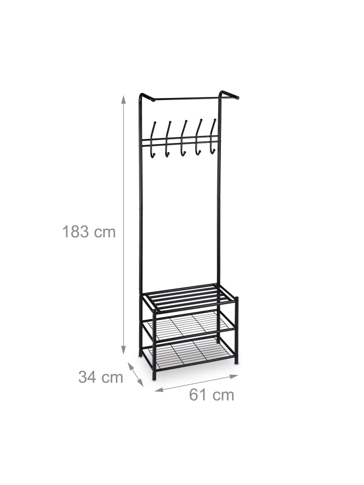 relaxdays Garderobenständer in Schwarz - (H)183 cm günstig kaufen onesize