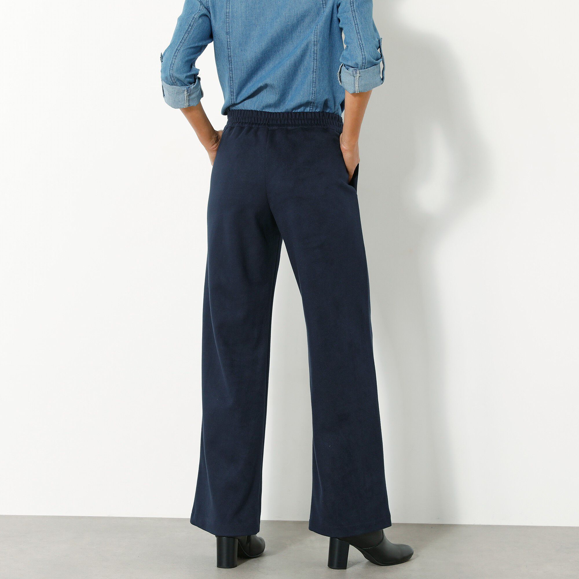 Pantalon large chaud, aspect lainage