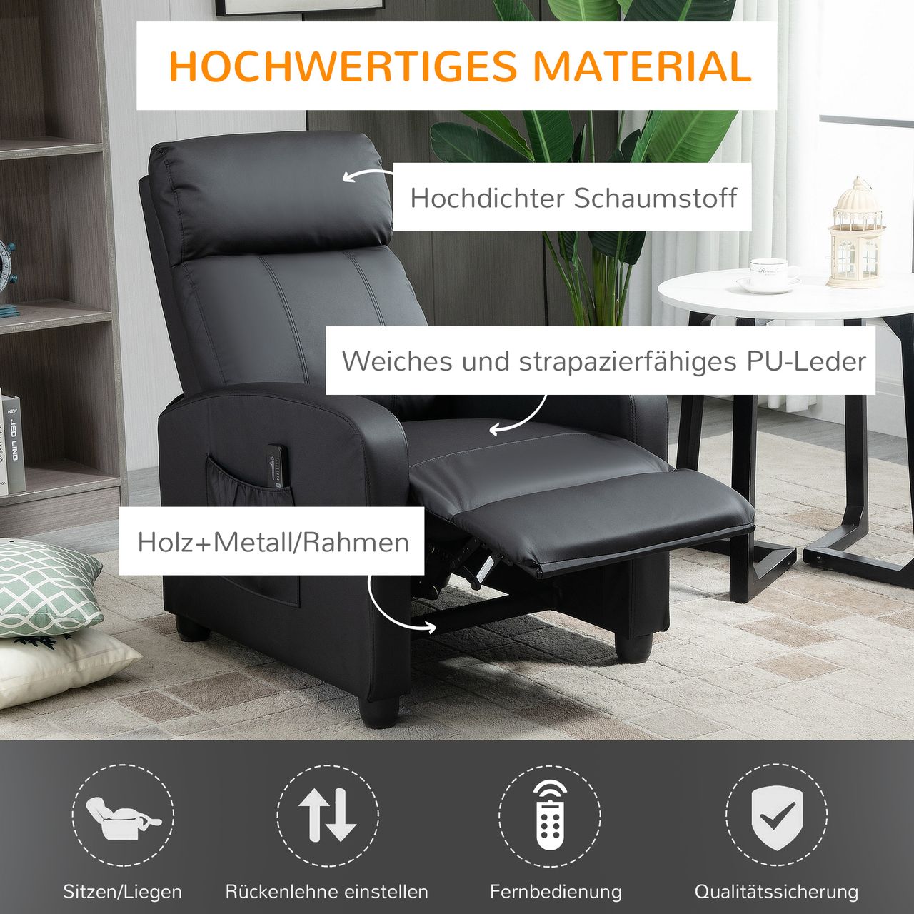 HOMCOM Massagesessel Relaxsessel Massagesofa mit Rückenlehne 2 Punkt Massage
