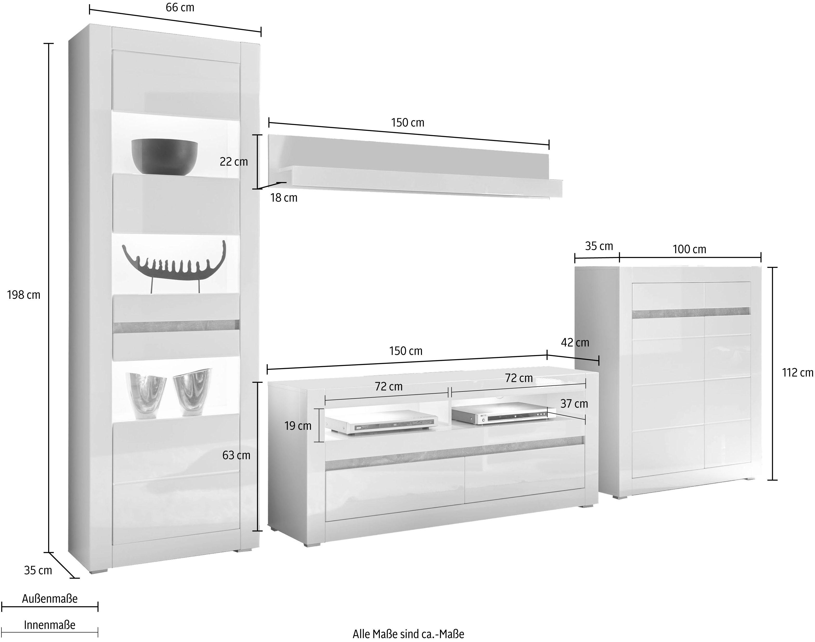 INOSIGN Wohnwand Carat, (Set, 4-St)