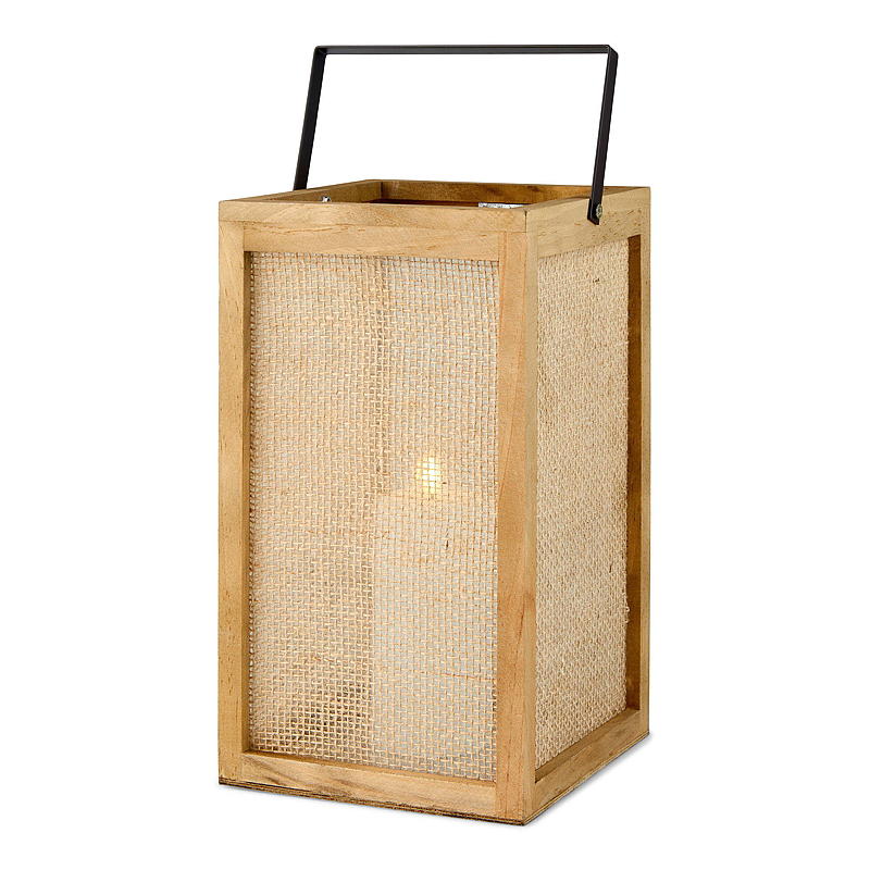 Home Lykt Moshi 20x36 cm tre/metall/jute