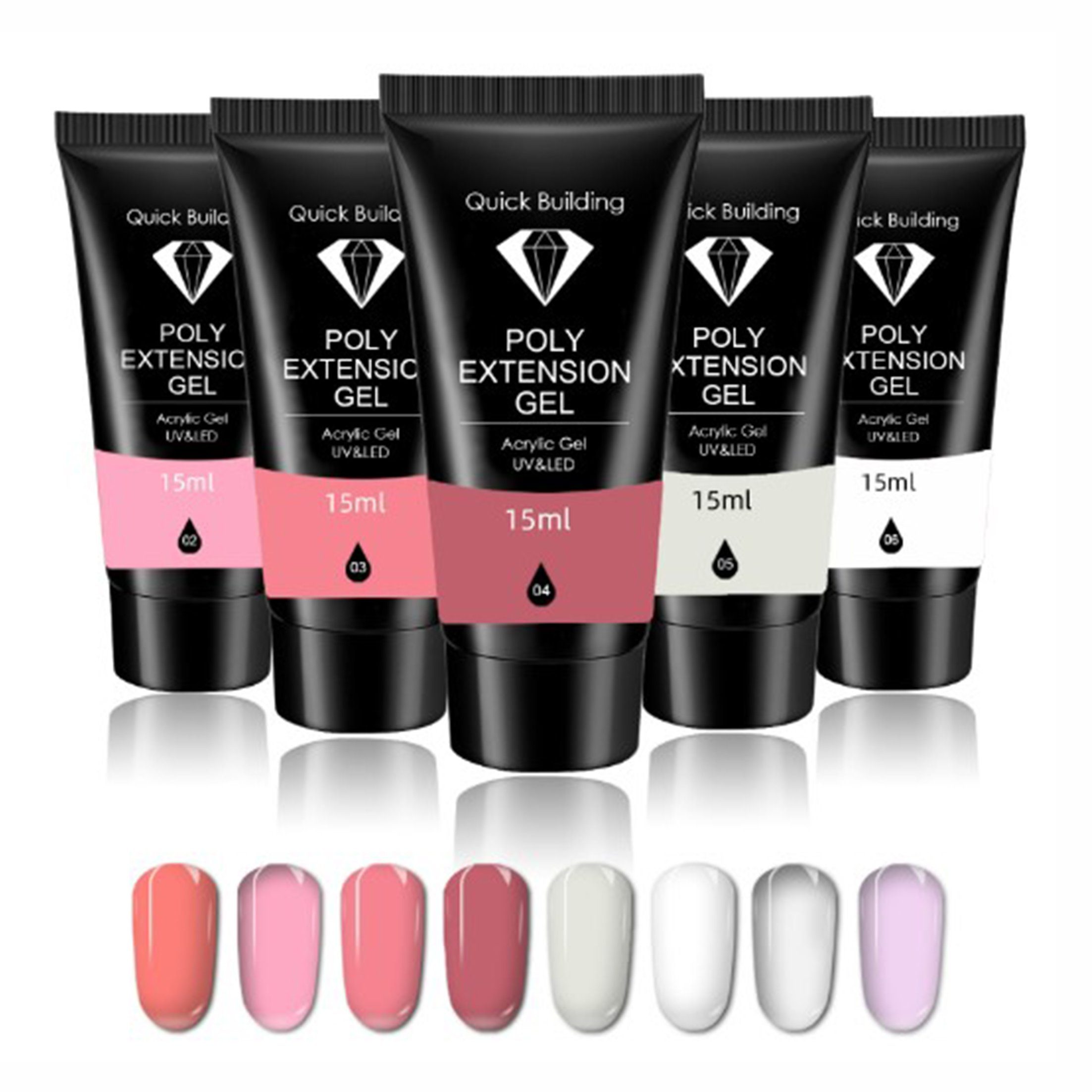 Scheiffy Gel-Nagellack Nagelverlängerung Gel,Nail Art Set,6 Farben Lampe zum Backen,15ml