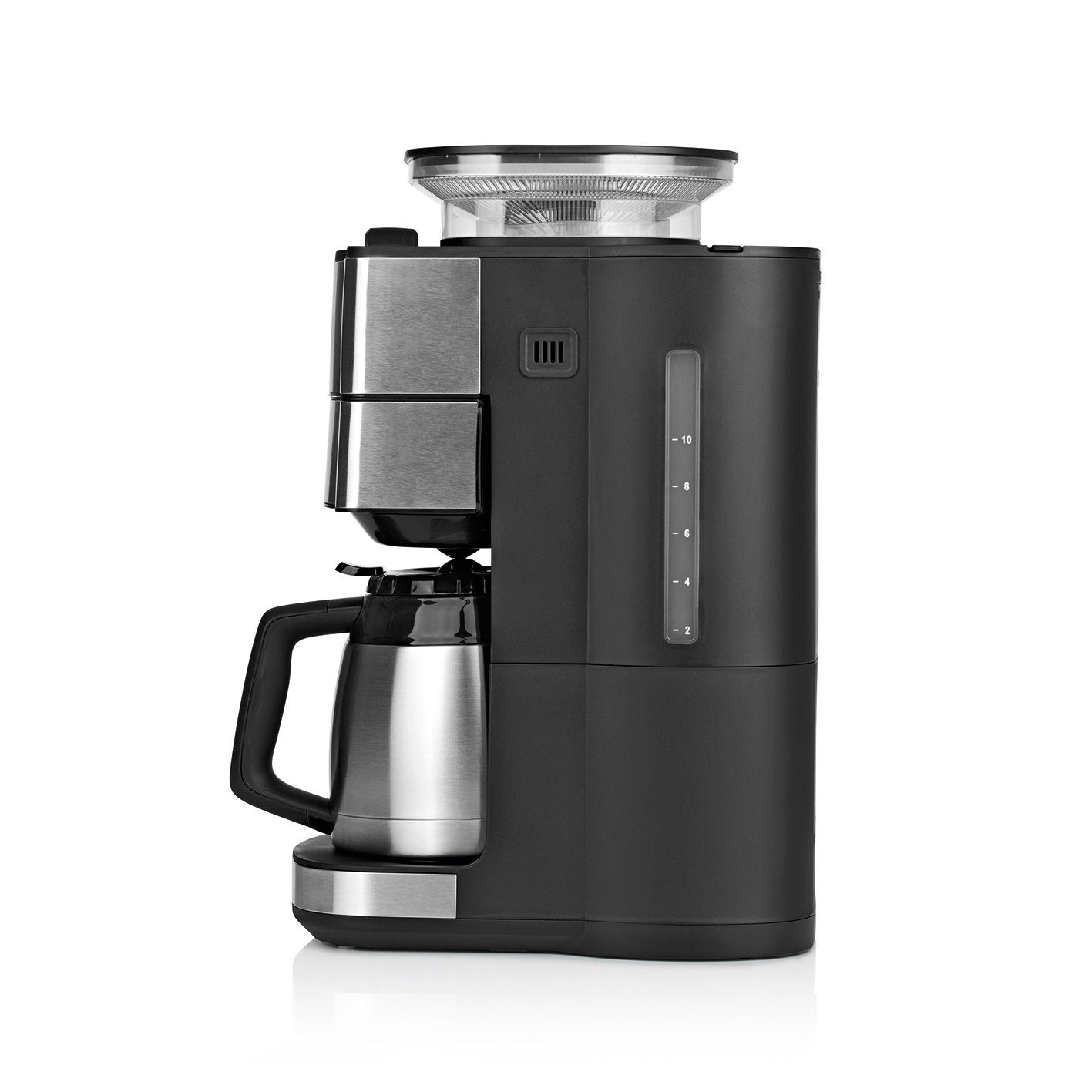 BEEM Filterkaffeemaschine, 1.25l Kaffeekanne, Permanentfilter, Korbfiltertüten, Thermokanne und 24h Timer Kegelmahlwerk