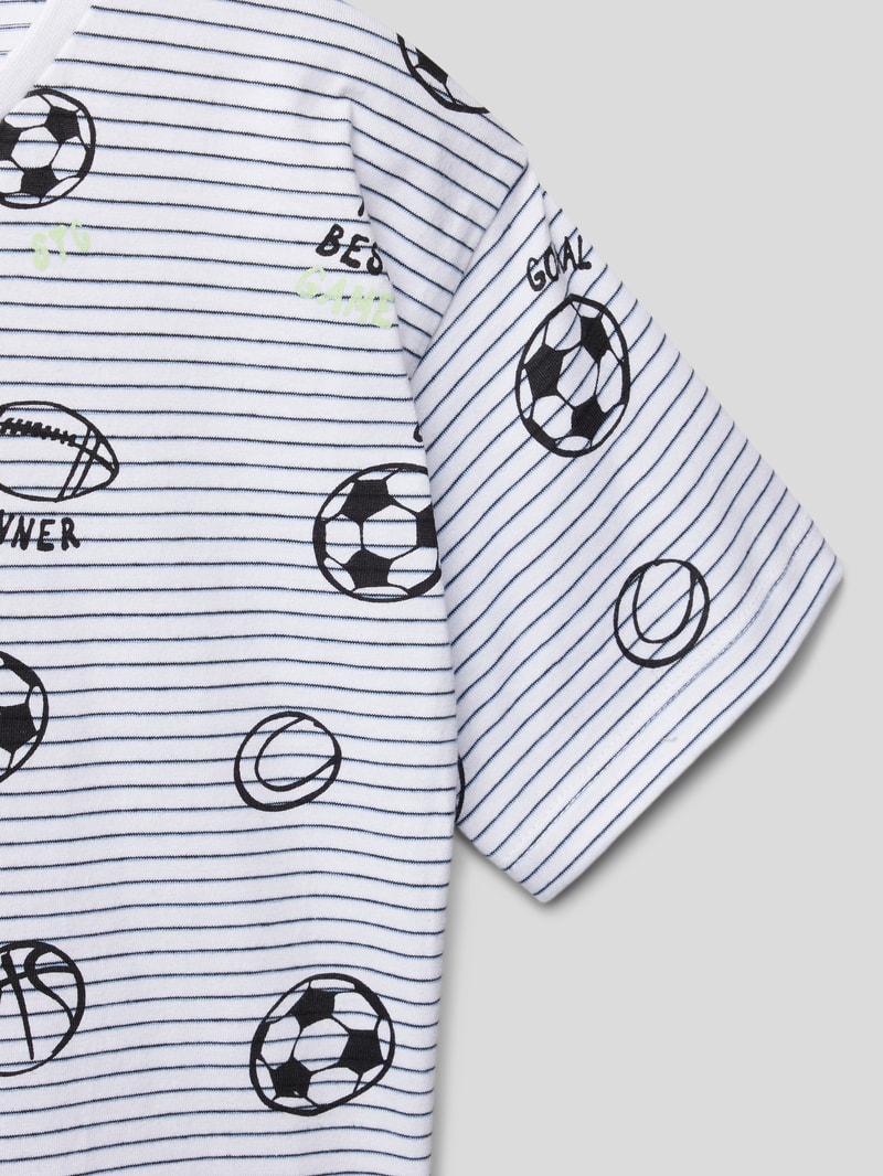 T-Shirt mit Streifenmuster in weiß