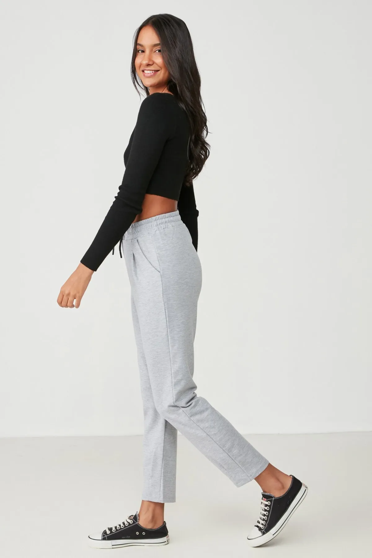 C&City  Jogginghose mit Falten an Taille und Bein 742 Grau